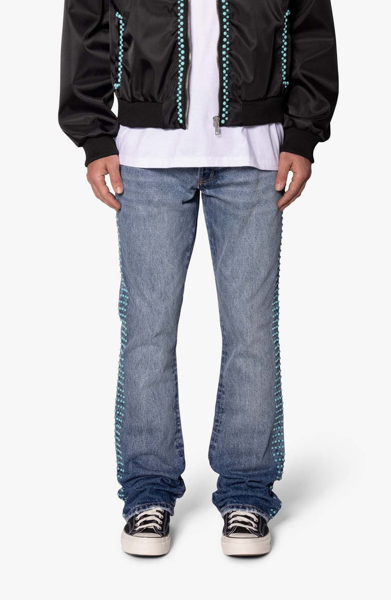 mnml B697 Studded Flare Leg Jeans, Main, color, Blue