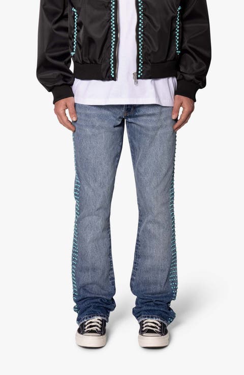 B697 Studded Flare Leg Jeans