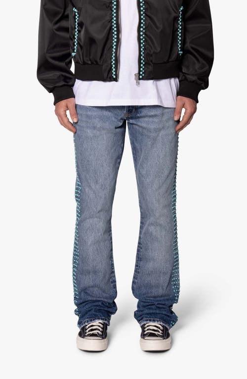 Mnml B697 Studded Flare Leg Jeans In Blue