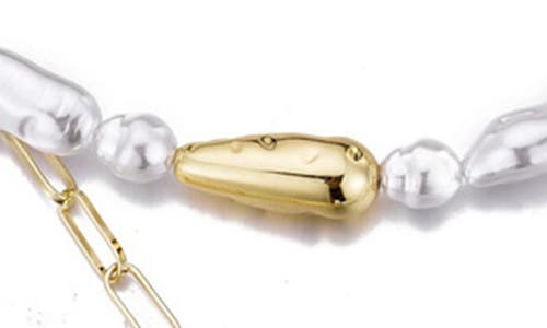 Adornia Set Of 2 Faux Pearl Necklaces In Gold