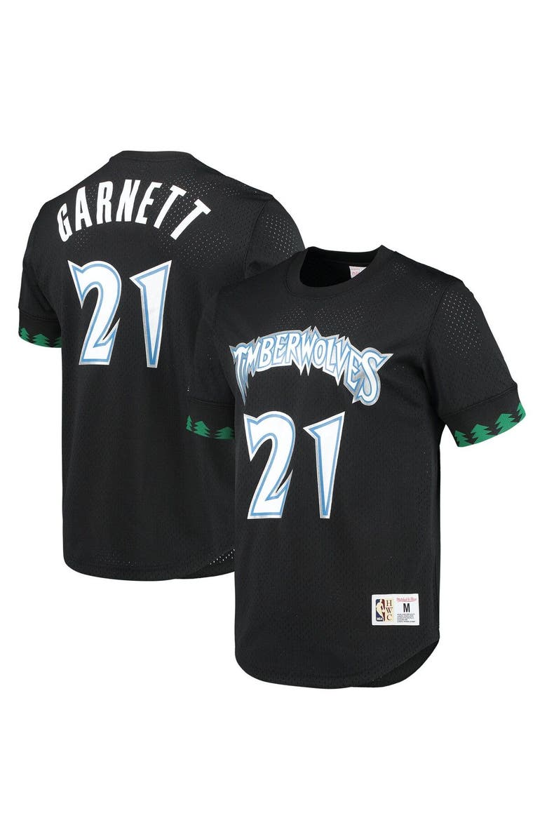 Mitchell & Ness Men's Mitchell & Ness Kevin Garnett Black Minnesota Timberwolves 1997 Mesh Name & Number T-Shirt, Alternate, color,