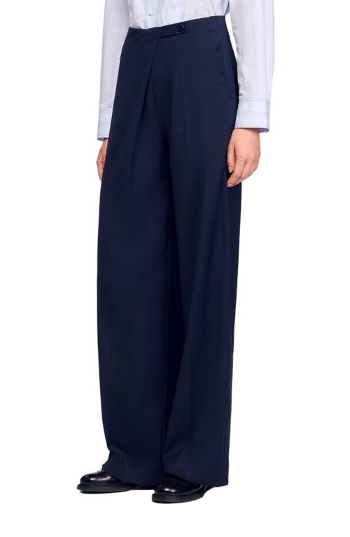 Sandro Asymmetric Straight Leg Trousers In Blue