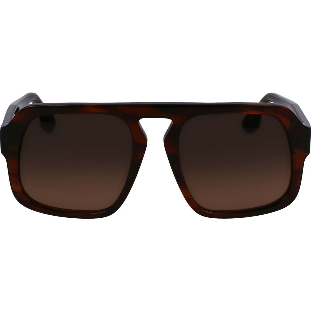 Victoria Beckham Chain Core Wire 53mm Gradient Modified Rectangular Sunglasses In Brown