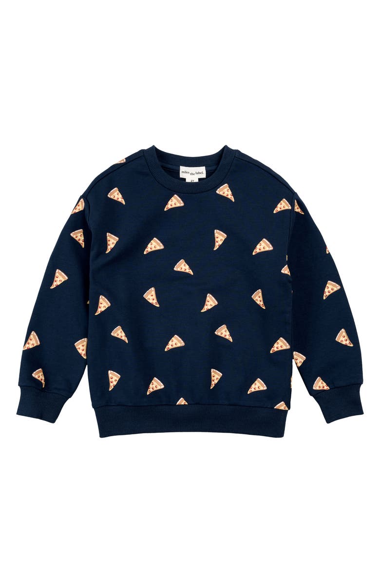 MILES THE LABEL Kids' Pizza Print French Terry Sweatshirt, Main, color, 