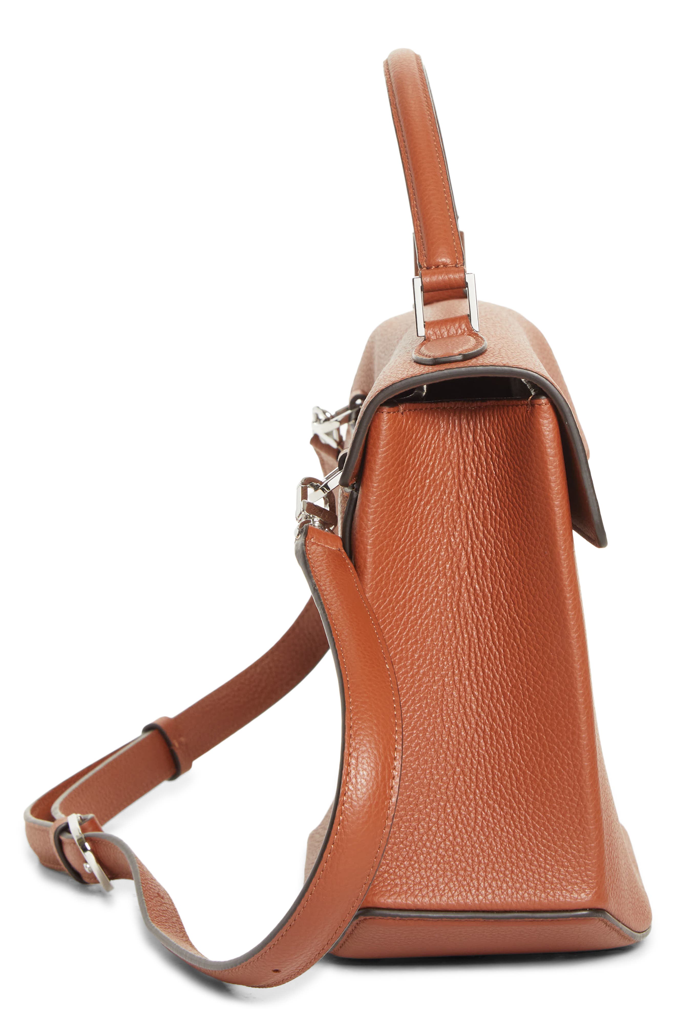 TOTEME T-Lock Grained Leather Top Handle Bag, Alternate, color, Sienna