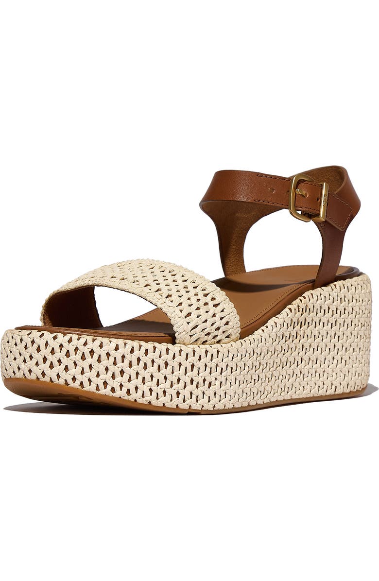 FitFlop PlatFForms Woven Ankle Strap Wedge Sandal, Alternate, color, Deep Tan/Ivory