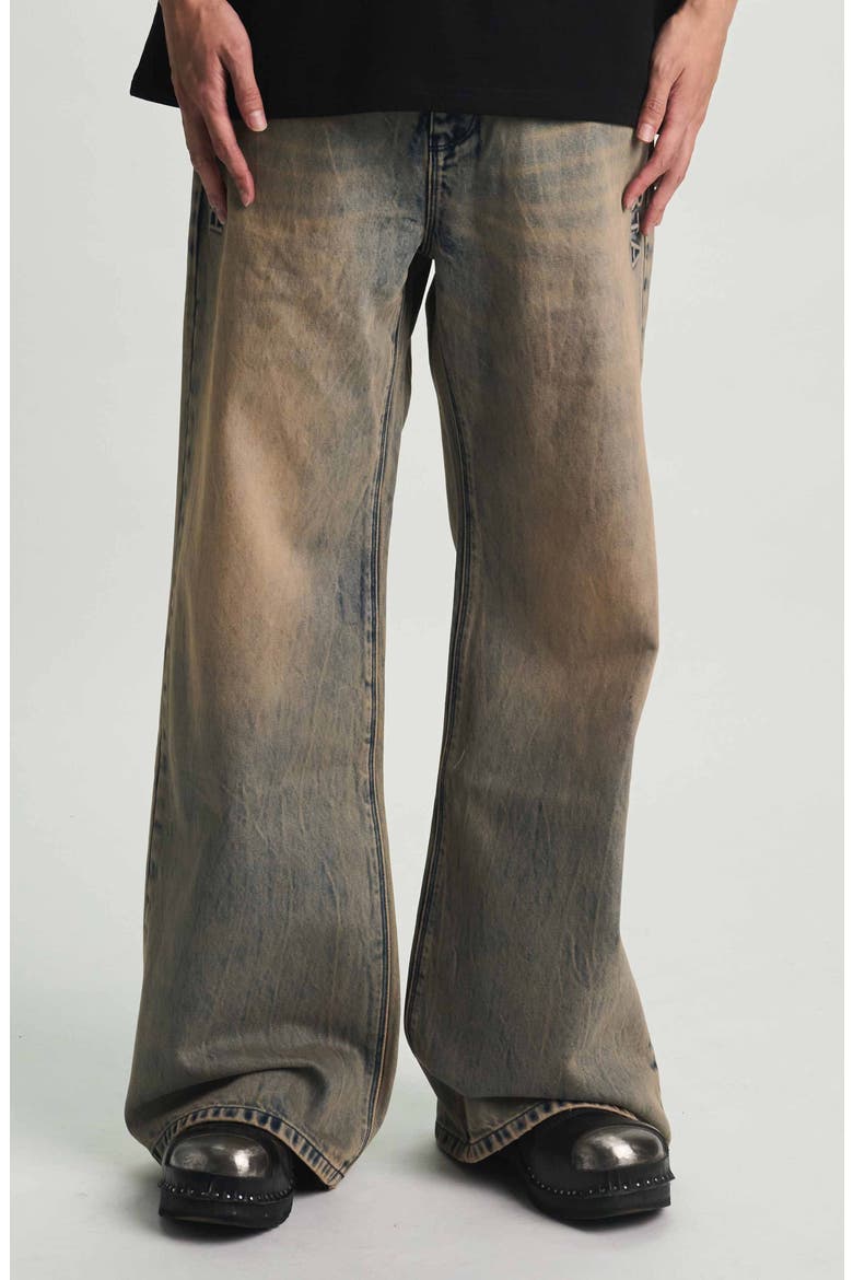 Hugh Wide Leg Flare Jeans, Main, color, AQUA MARBLE