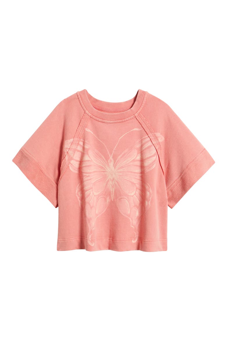 Dahlia Butterfly Graphic Print Top, Alternate, color, VINTAGE ROSEY COMBO