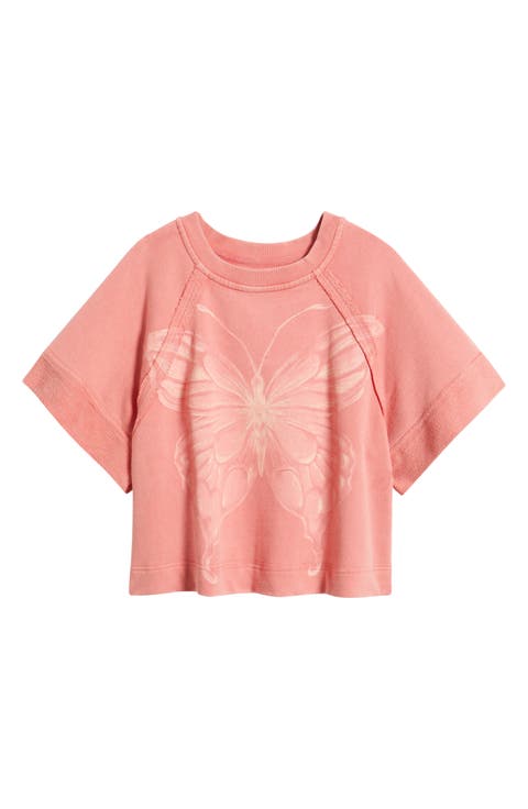 Dahlia Butterfly Graphic Print Top