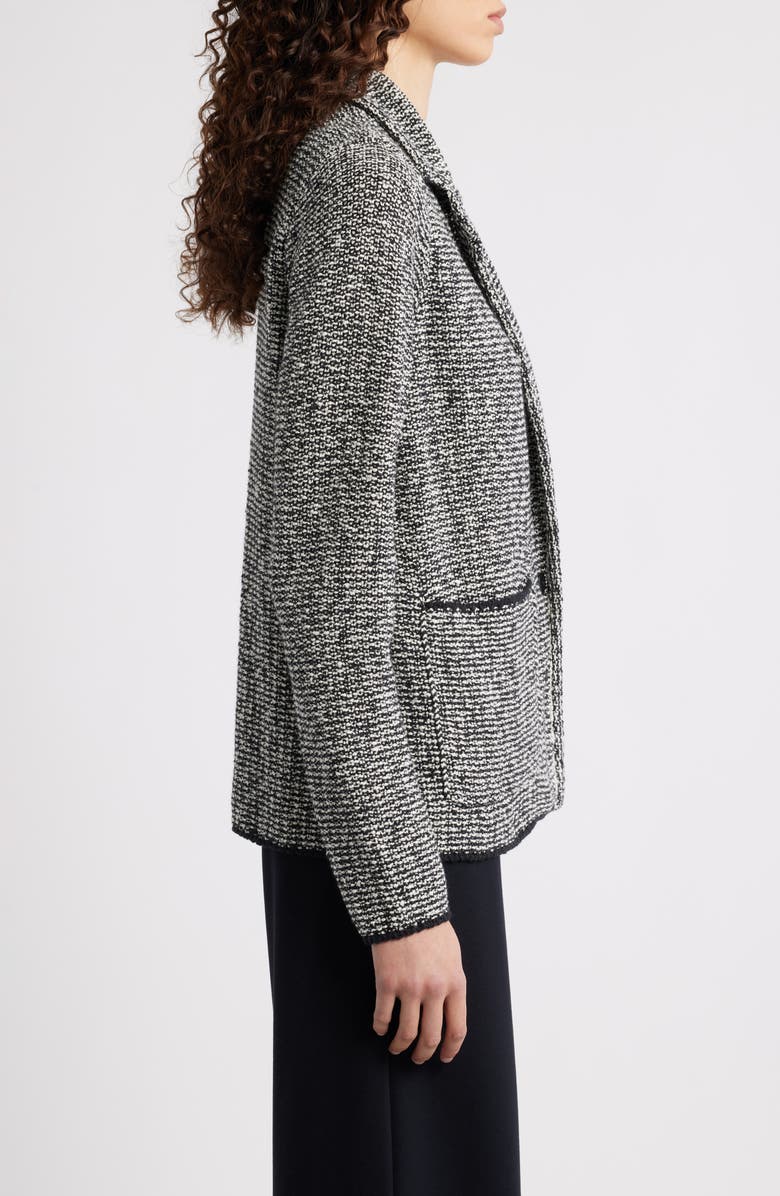 Eileen Fisher Cotton Blend Tweed Jacket, Alternate, color, Black/ Soft White