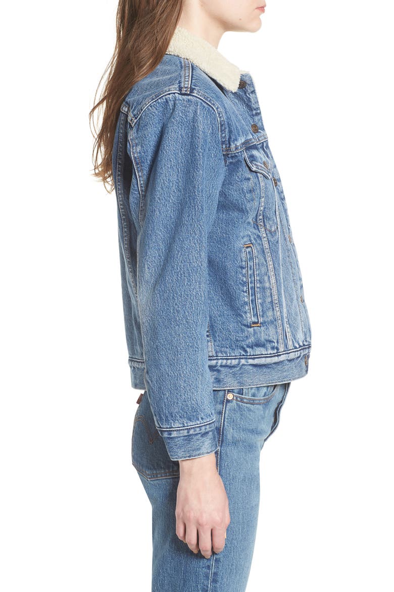 Levi's® Ex-Boyfriend Faux Fur Lined Denim Jacket, Alternate, color, ADDICTED TO LOVE