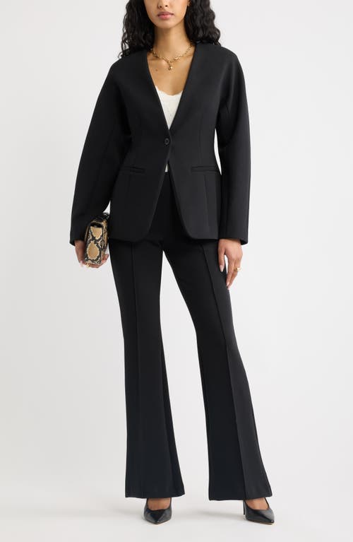 Open Edit Muse Ponte Collarless Blazer In Black