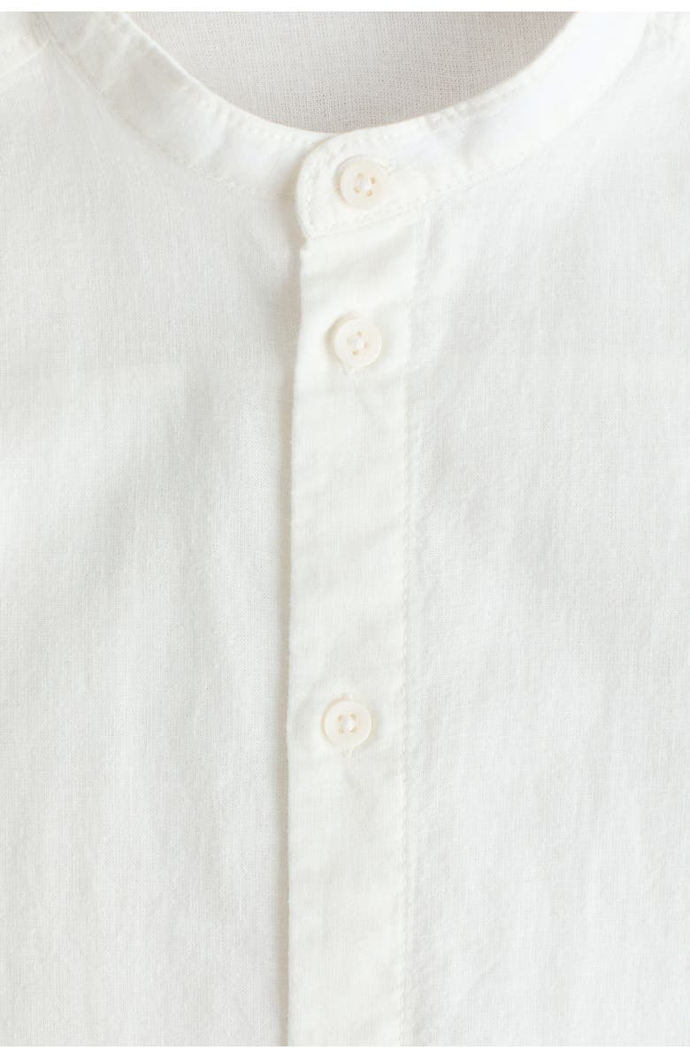 H&M Linen-blend band collar shirt, Alternate, color, Cream