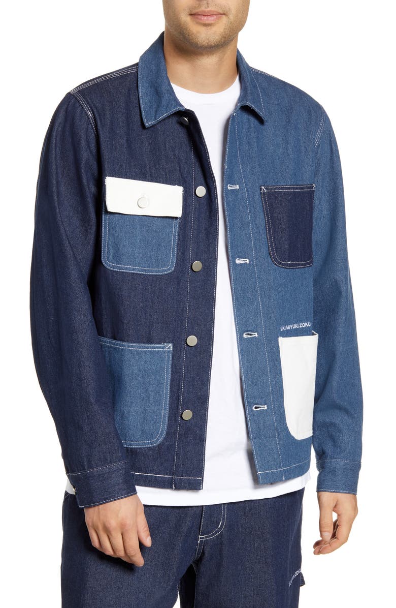MKI Miyuki Zoku Patchwork Denim Chore Jacket, Main, color, 