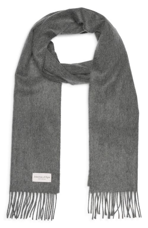 Johnstons Of Elgin Cashmere Fringe Scarf In Mid Grey