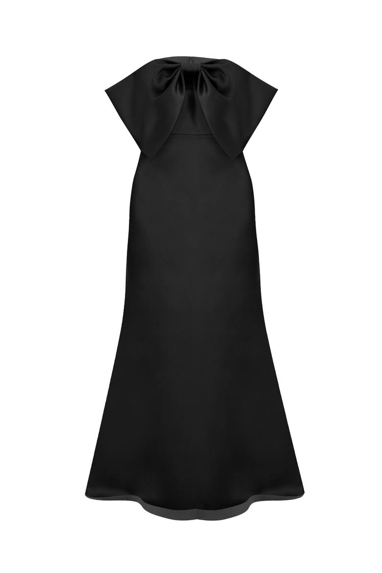Strapless Mermaid Gown with Bow, Alternate, color, Black