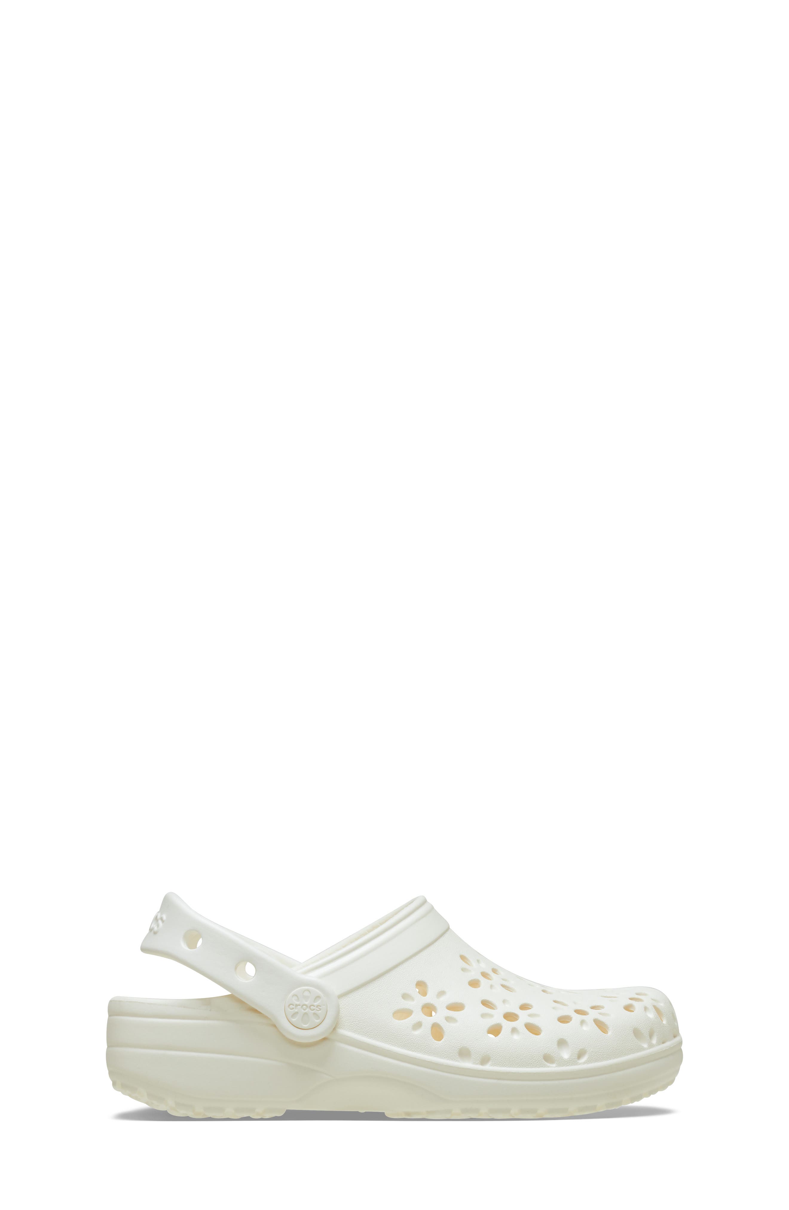 CROCS Kids' Classic Floral Cutout Clog, Alternate, color, Chalk