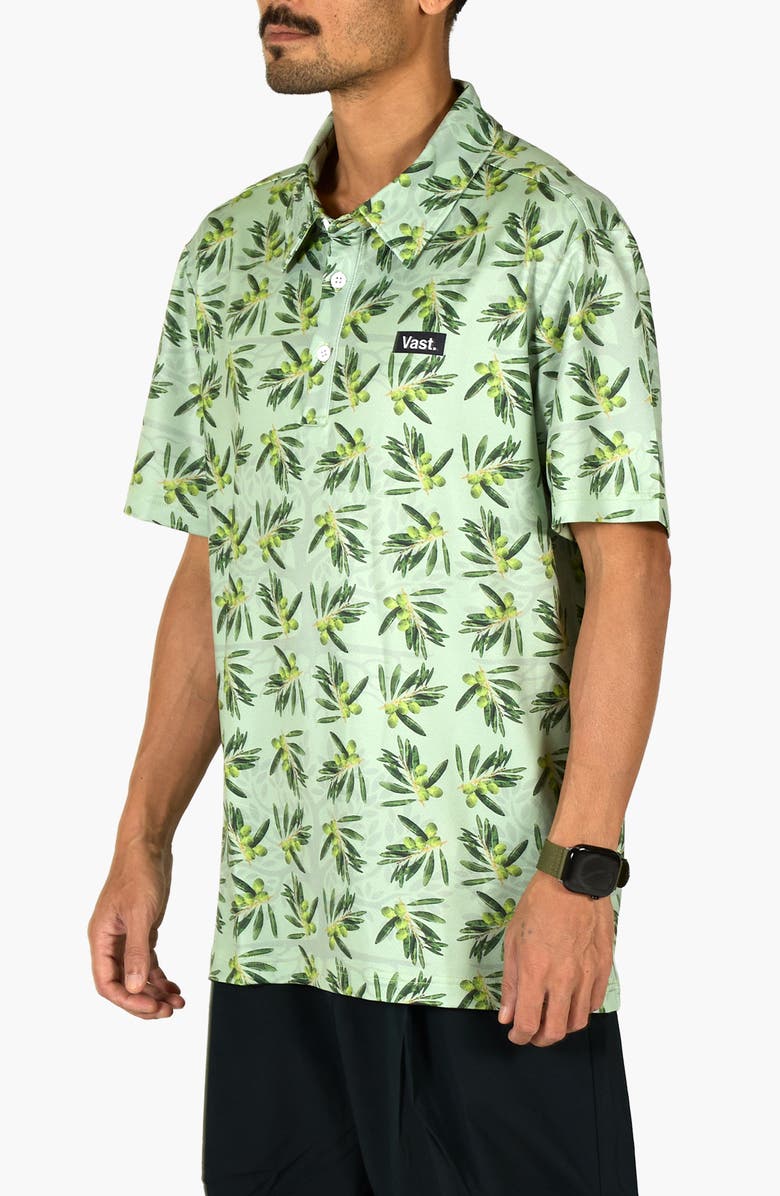 VAST Peace In The Middle Aqua Terra Performance Polo, Alternate, color, Olive