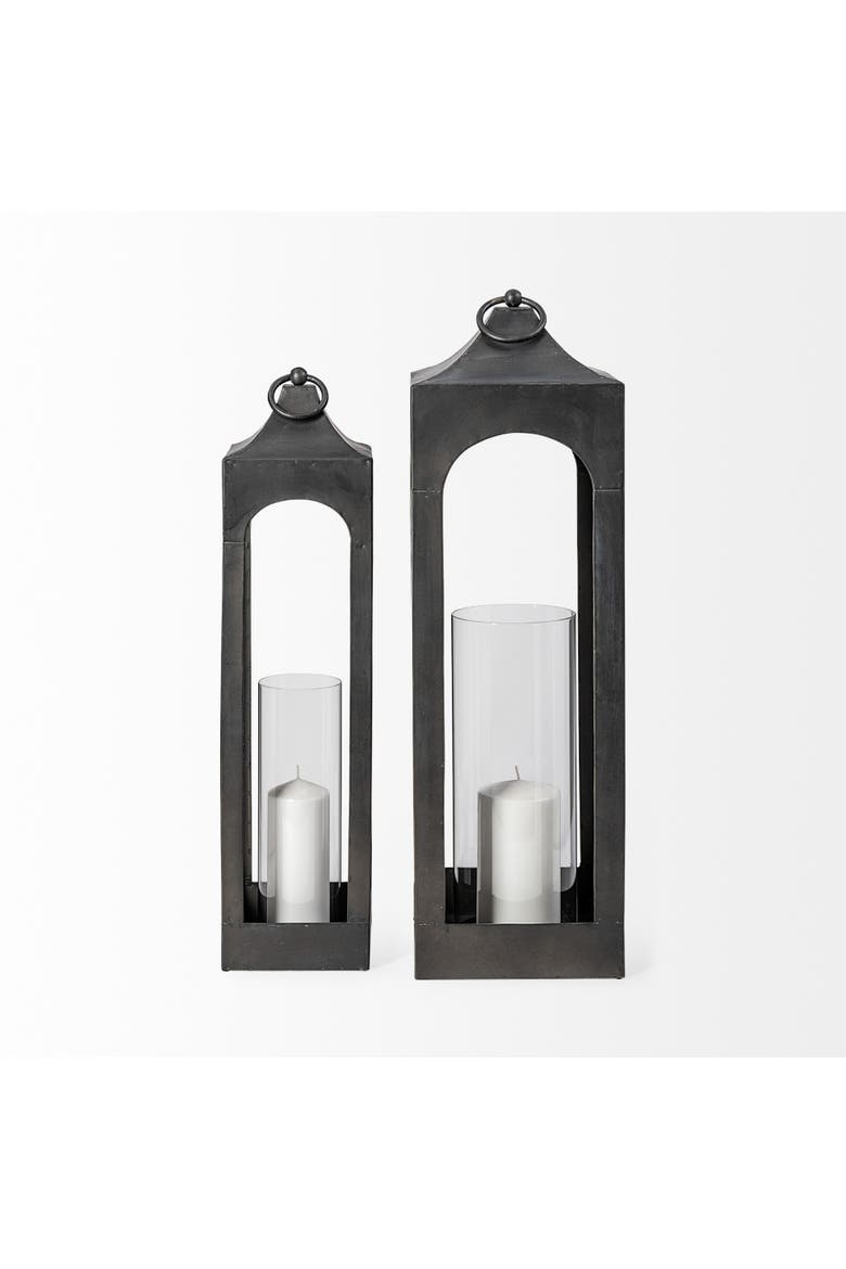 Ina Charcoal Metal Candle Holder Lantern, Alternate, color, Black