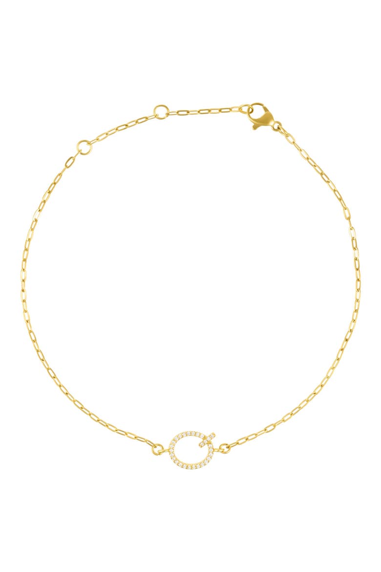 Pavé Cubic Zirconia Initial Anklet, Main, color, GOLD-Q