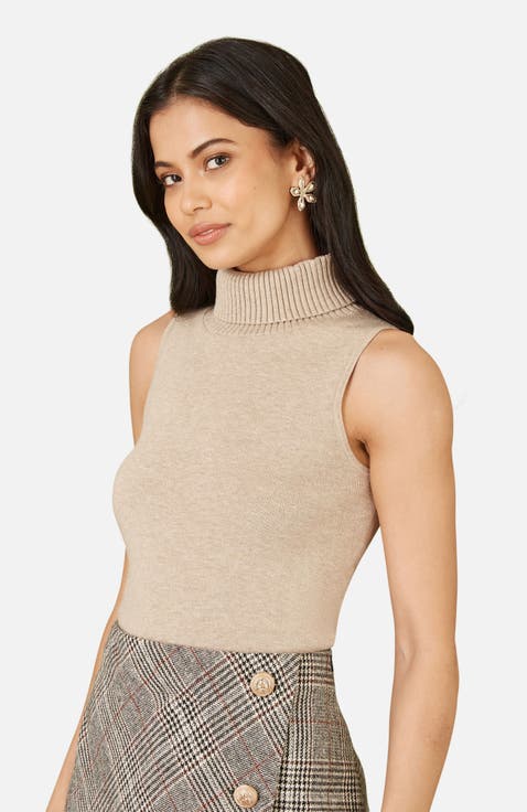 Knitted Roll Neck Sleeveless Jumper