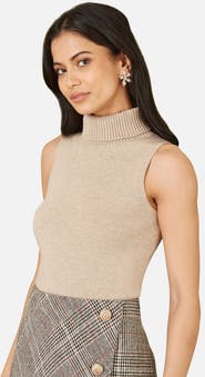 Yumi Knitted Roll Neck Sleeveless Jumper