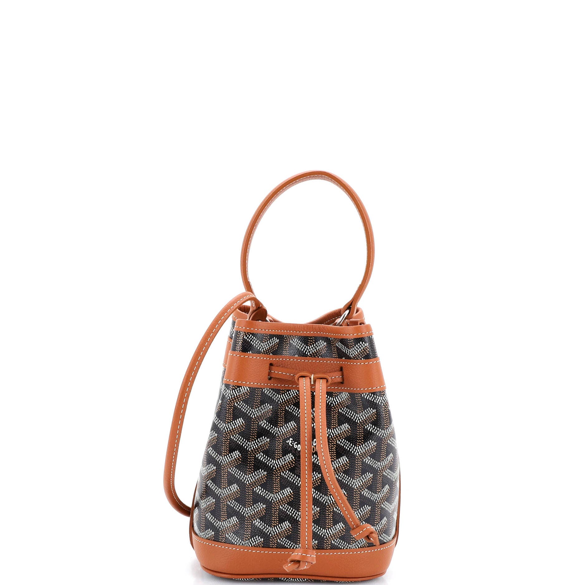 Pre-Owned Goyard Petit Flot Bucket Bag Coated Canvas Mini, Main, color, Brown