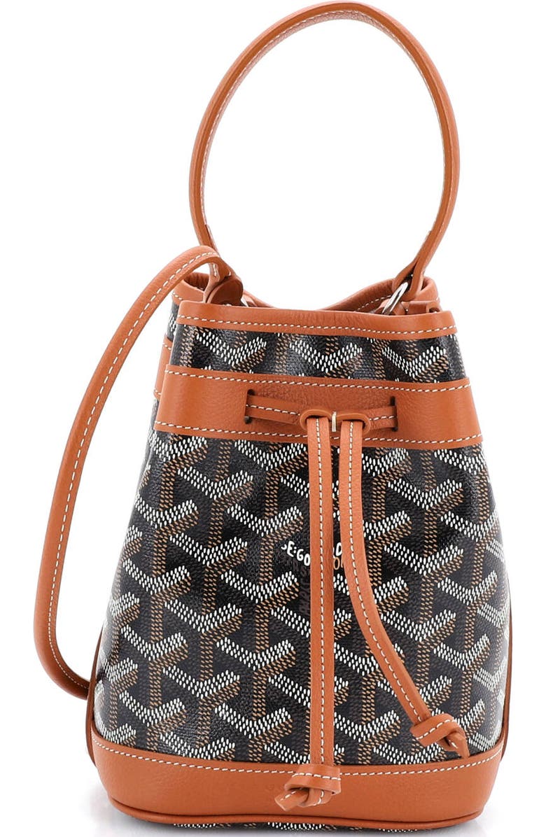 Pre-Owned Goyard Petit Flot Bucket Bag Coated Canvas Mini, Main, color, Brown