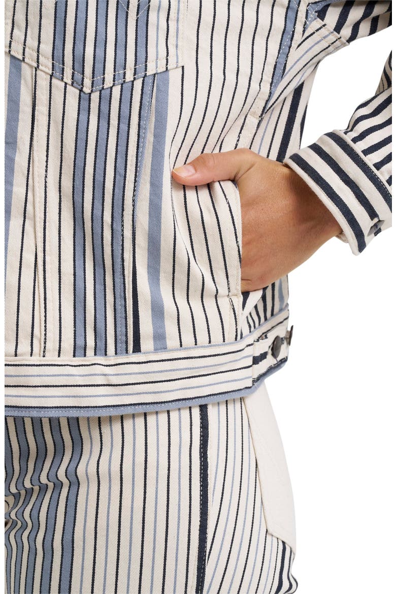 Stripe Denim Trucker Jacket, Alternate, color, MULTI BLUE STRIPE