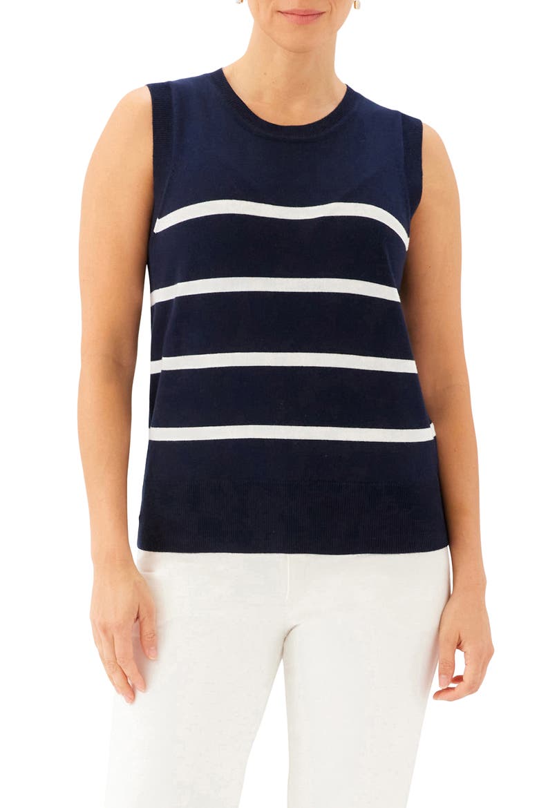Stripe Sweater Vest, Main, color, NAVY OFF WHITE