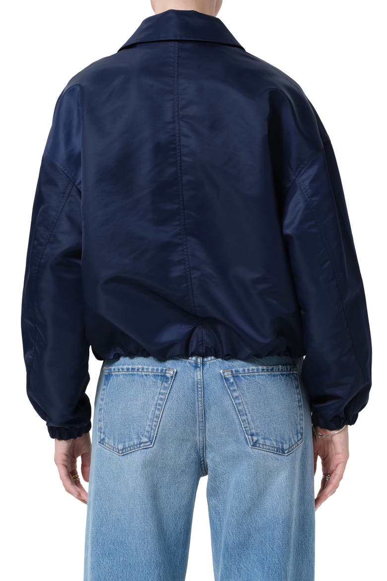 Bubble Hem Nylon Bomber Jacket, Alternate, color, NAVY