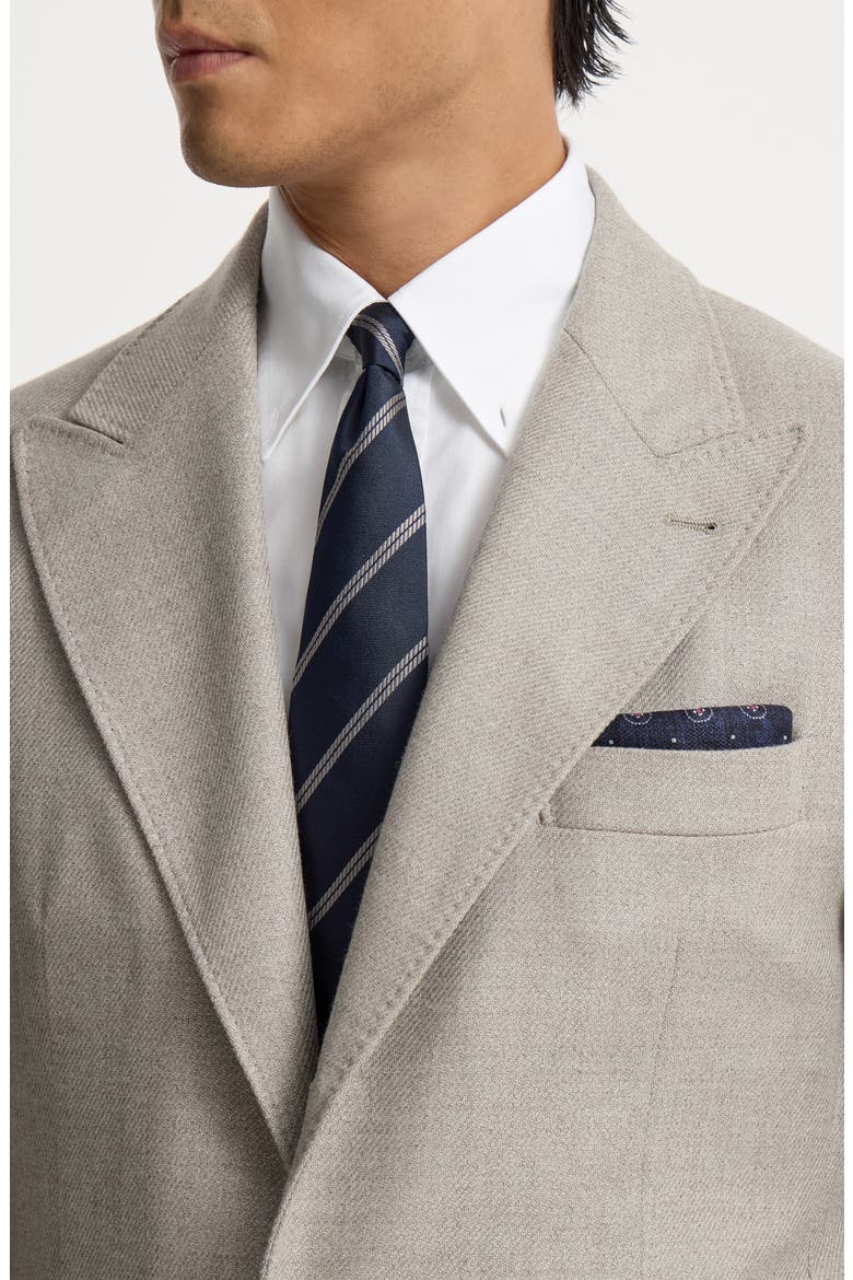 Silk patterned pocket square, Alternate, color, Navy Blue