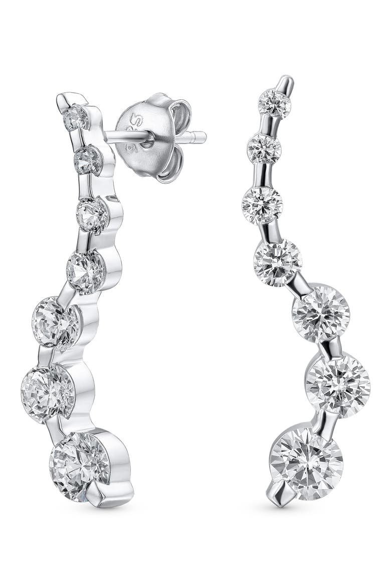 Graduated CZ Earrings, Alternate, color, SILVER