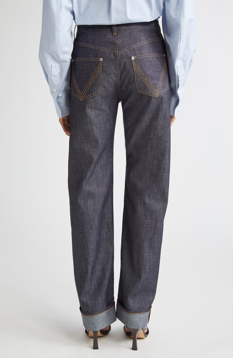 Bottega Veneta Turned Up Straight Leg Jeans, Alternate, color, 4245 Indigo