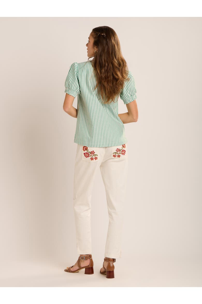 Bruni Sculpted Puff-Sleeve Blouse, Alternate, color, Green