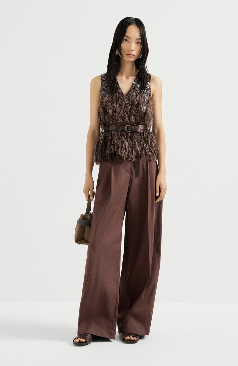 Brunello Cucinelli Wide trousers, Alternate, color, Cocoa
