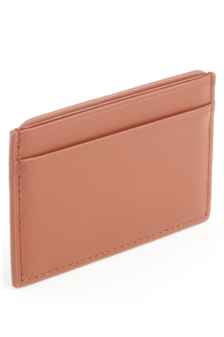 Personalized RFID Leather Card Case, Alternate, color, TAN- SILVER FOIL