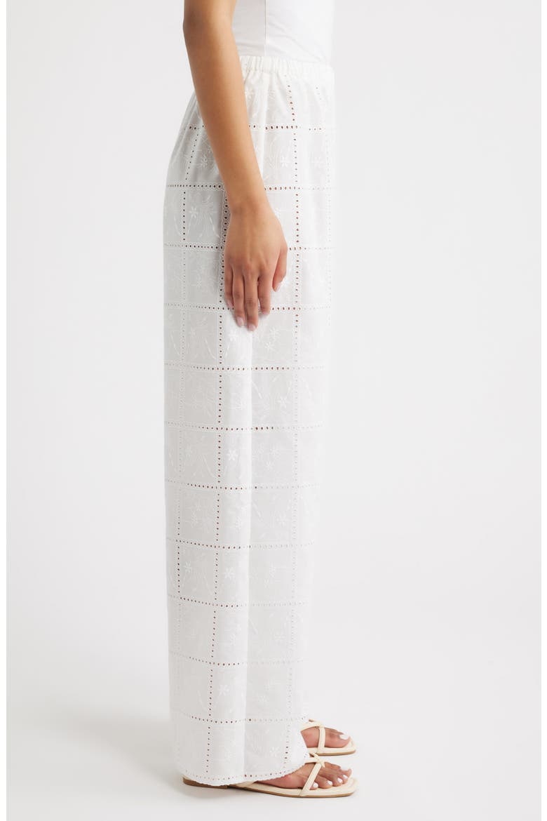 Mora Broderie Anglaise Wide Leg Pants, Alternate, color, BRODERIE WHITE