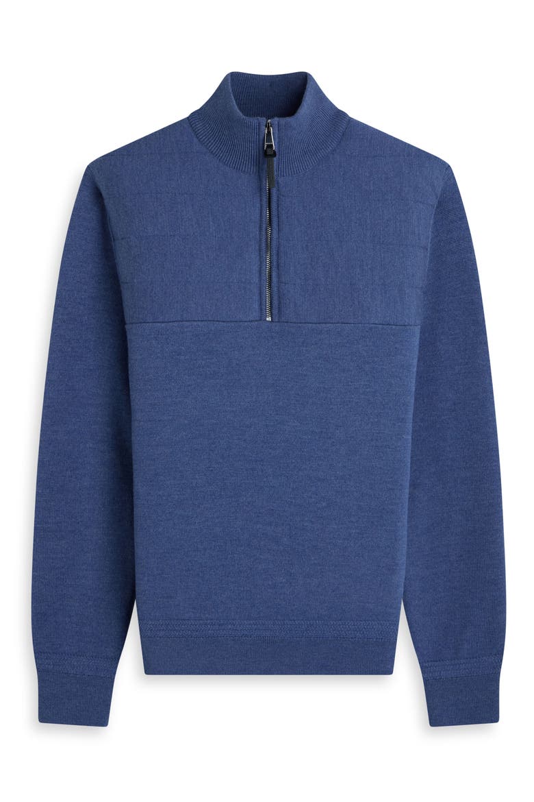 Merino Wool Quarter Zip Polo Sweater, Alternate, color, COBALT
