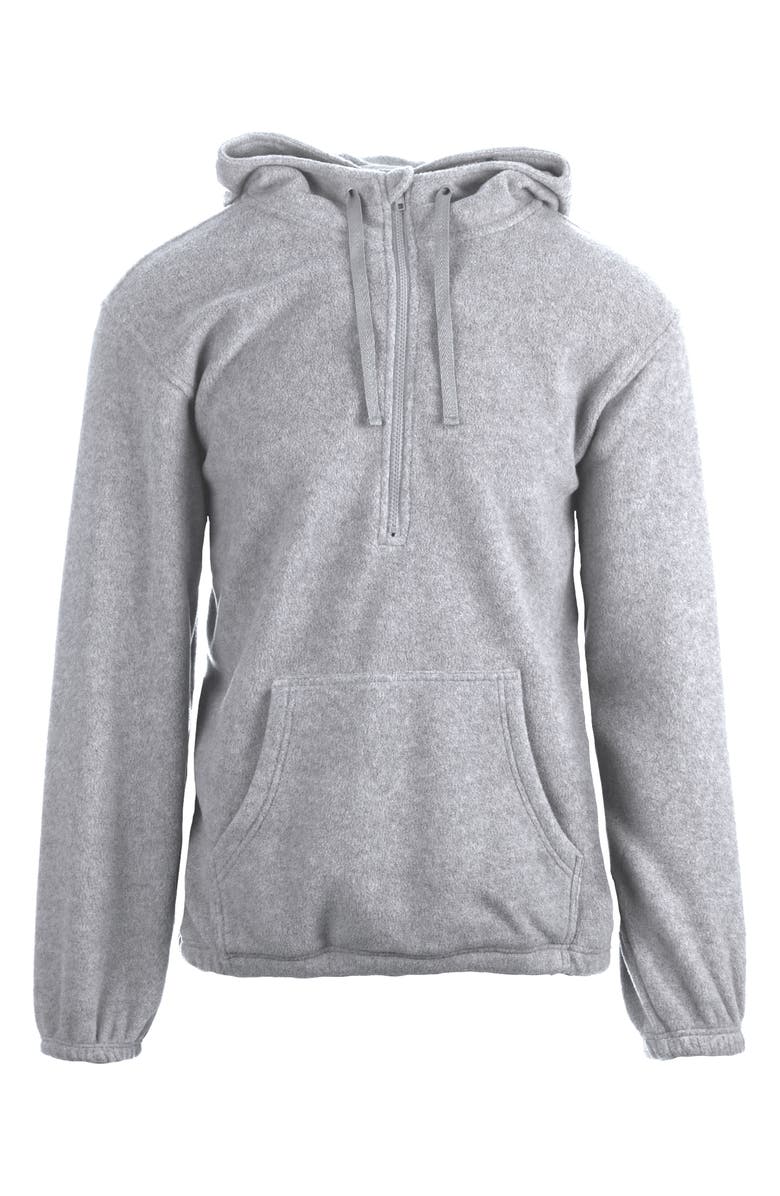 BURNSIDE Polar Fleece Quarter Zip Hoodie, Main, color, Heather Grey