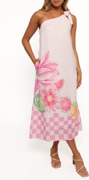 Petal & Pup Reagan One-Shoulder Linen Blend Midi Dress