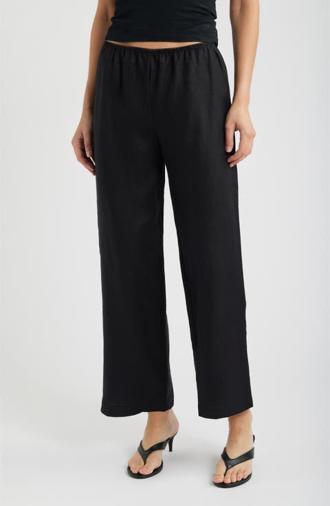 Lilah Lace Trim Linen Pants