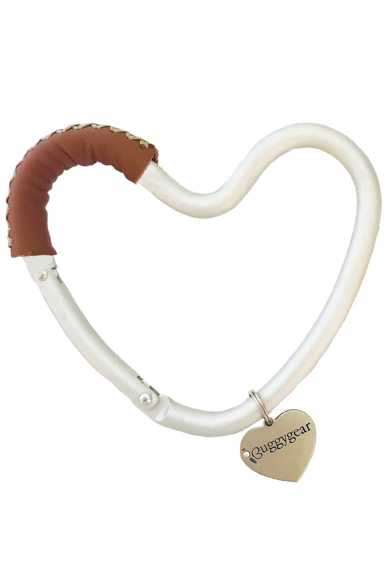 Heart Shaped Stroller Hook, Alternate, color, SILVER/ BROWN
