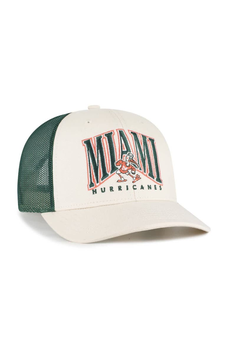 '47 Men's '47 Natural Miami Hurricanes Drawbridge Trucker Adjustable Hat, Alternate, color, Natural