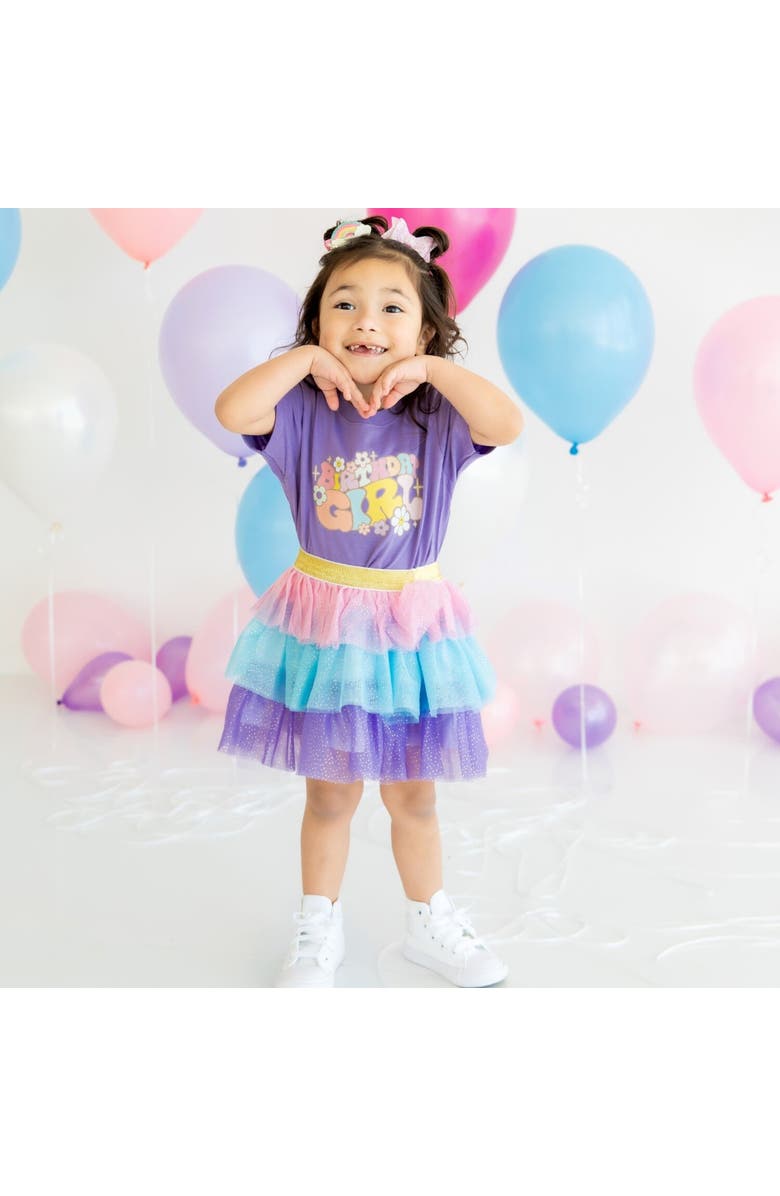 Sweet Wink Groovy Birthday Girl Short Sleeve T-Shirt, Alternate, color, Lavender