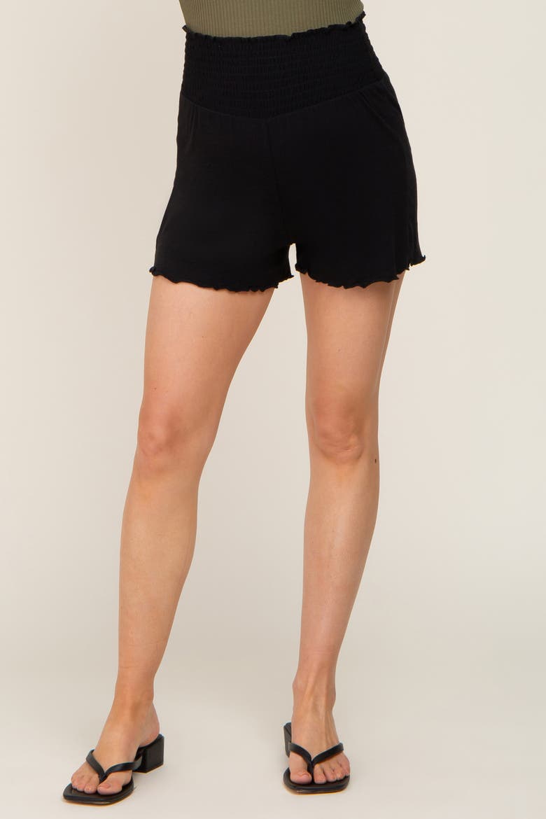 Smocked Lounge Shorts, Alternate, color, Black