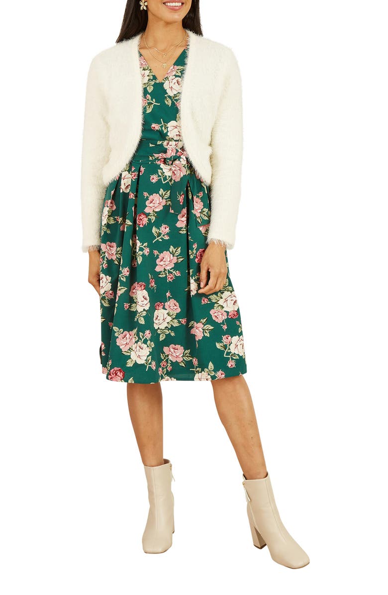 Yumi Eyelash Knit Bolero, Alternate, color, Ivory