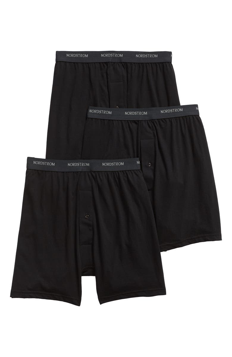 Nordstrom 3-Pack Supima<sup>®</sup> Cotton Boxers, Main, color, Black