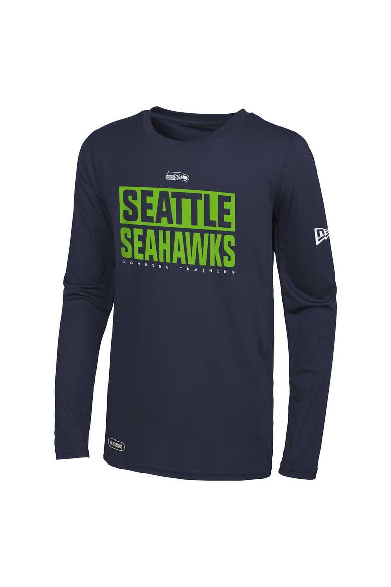 Men's New Era College Navy Seattle Seahawks Combine Authentic Offsides Long Sleeve T-Shirt, Main, color, Navy