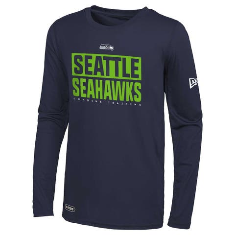 Men's New Era College Navy Seattle Seahawks Combine Authentic Offsides Long Sleeve T-Shirt